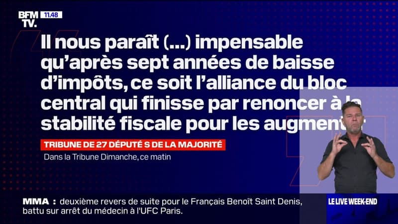 Gouvernement Barnier: 27 députés macronistes s'opposent à toute augmentation des impôts