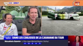 Caravane du Tour de France: notre reporter à bord d'un très long poireau décapotable