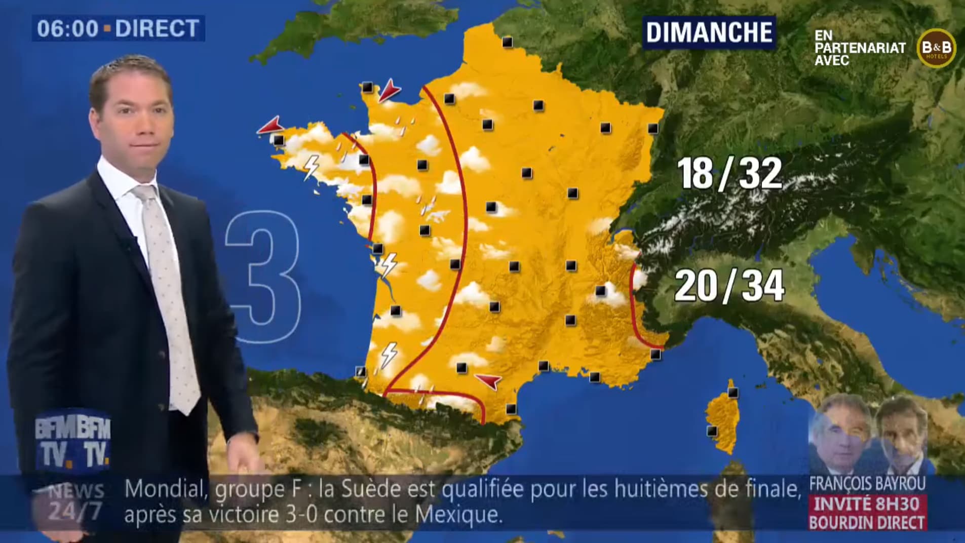 Météo du dimanche 1er juillet 2018 Météo du dimanche 1er juillet 2018