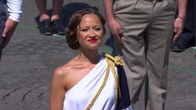 Candice Parise sur la place de la Concorde à Paris, lors du défilé du 14-Juillet, le 14 juillet 2022.