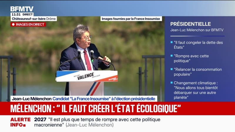 "Neuf ans à piétiner et à appauvrir les fonctions publiques": Jean-Luc Mélenchon, candidat LFI à la présidentielle, tacle le mandat d'Emmanuel Macron