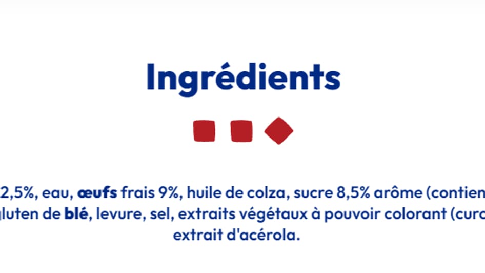 La liste d'ingrédients de la brioche allégée Harrys La liste d'ingrédients de la brioche allégée Harrys