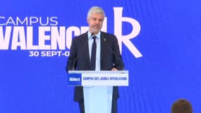 Laurent Wauquiez a effectué sa rentrée nationale devant près de 500 jeunes militants réunis à Valence, le 1er octobre 2023.