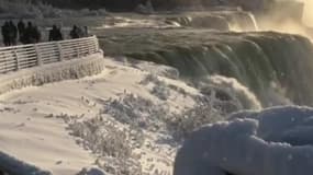 Au Canada, la glace a recouvert les chutes du Niagara
