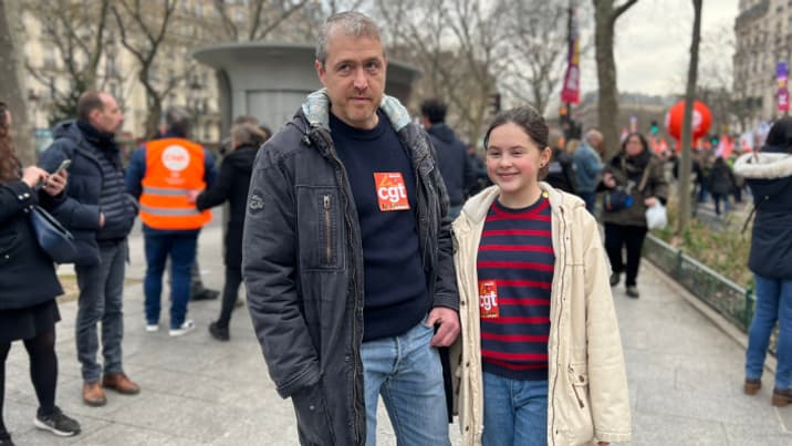 Erwan et sa fille à Paris lors de la manifestation du 11 février