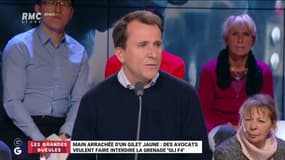 Main arrachée d'un manifestant #giletjaune : "C'est vraiment dommageable pour sa main, mais il a une part de responsabilité !" @LanxadeT #GGRMC 