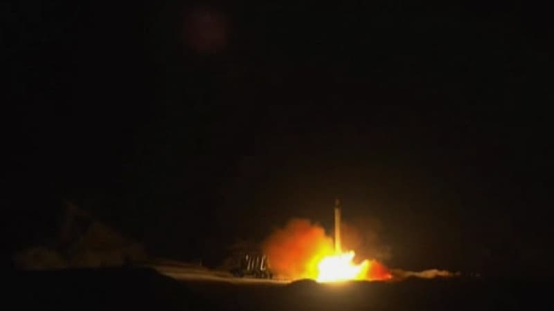 Image du tir d'un des 22 missiles iraniens tirés en direction de deux bases militaires américaines en Irak, le 7 janvier 2020