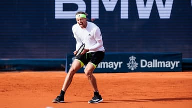 La rage de l'Allemand Alexander Zverev à Munich, le 18 avril 2025