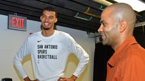 Victor Wembanyama et Tony Parker en octobre 2023