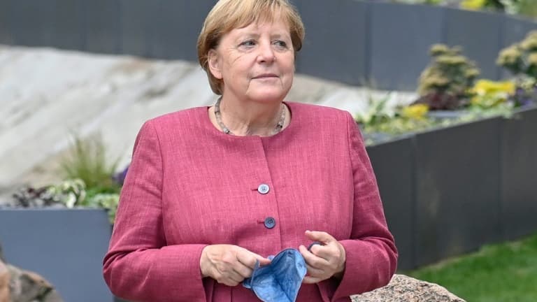 La chancelière allemande Angela Merkel en visite officielle à Templin, où elle a grandi, alors que la ville célèbre son 750ème anniversaire, le 10 septembre 2021
