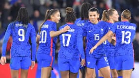 Les Bleues de l'équipe de France de football face à l'Uruguay, le 18 février 2023.