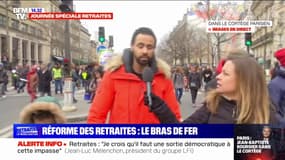 Retraites: pour Naoufel, qui manifeste avec son fils, "il y a d'autres solutions que le recul de l'âge"