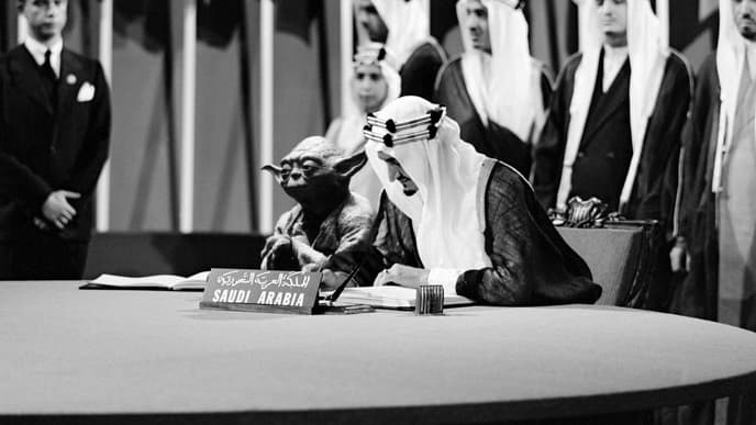 Le montage réalisé par l'artiste saoudien Abdullah Al Shehri mettant en scène l'ancien roi Fayçal avec maître Yoda.