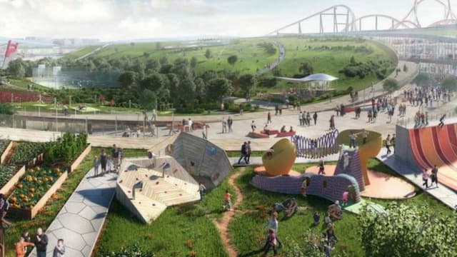 Europacity, une gigantesque surface commerciale, ainsi que des hôtels, des salles de spectacle, un parc aquatique et une piste de ski, devait voir le jour en 2024.