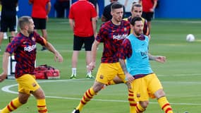 Les joueurs du FC Barcelone à l'entraînement, le 14 septembre 2020