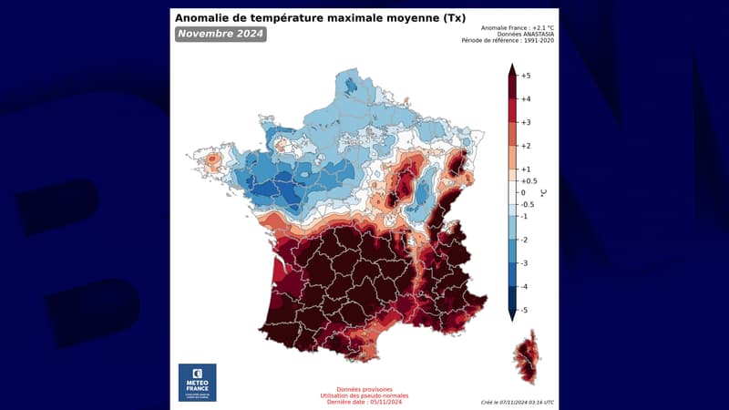 Températures et ensoleillement: la France coupée en deux depuis le début du mois de novembre