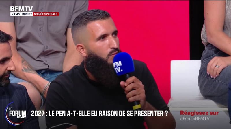 FORUM BFMTV - Marine Le Pen, candidate à la présidentielle: Karim, gardien d'immeuble, trouve la défense du RN "culottée"