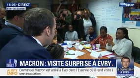 Emmanuel Macron est en visite surprise auprès d'une association à Évry