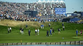 Une vue du Golf National lors de la Ryder Cup en 2018, parcours où se déroulera l'épreuve de golf des JO 2024 à Paris