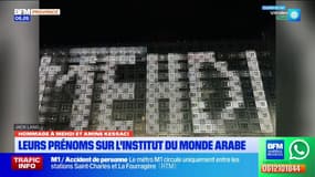 Hommage à Mehdi et Amine Kessaci. Leurs prénoms sur l'Institut du monde arabe