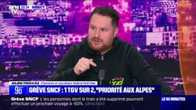 Grève à la SNCF: "La situation de blocage est une vraie stratégie du pourrissement de la direction de l'entreprise", estime Julien Troccaz (secrétaire fédéral SUD-Rail)