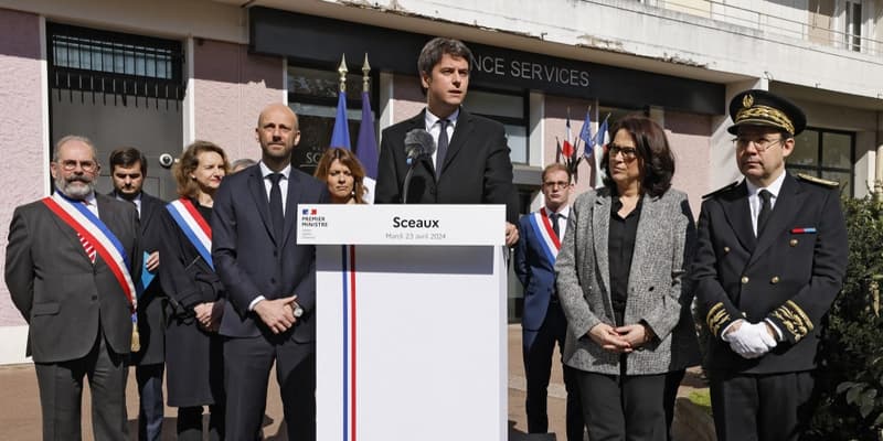 Le Premier ministre, Gabriel Attal, a promis une nouvelle salve de simplification dans les services publics ce mardi 23 avril 2024 à Sceaux (Hauts-de-Seine)