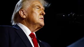Donald Trump revendiquant sa victoire dans son QG de West Palm Beach, le 6 novembre 2024