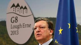 Le président de la Commission européenne José Manuel Barroso, à Enniskillen, en Irlande du Nord. La guerre civile en Syrie, la nouvelle donne en Iran après l'élection du modéré Hassan Rohani et la lutte contre l'évasion fiscale sont les principaux dossier