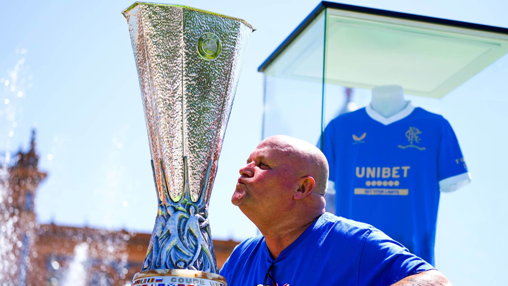 Un supporter des Rangers, qui rêve de la Ligue Europa à Séville, 17.05.2022
