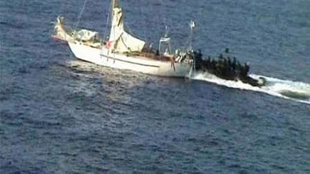 Lors de l'abordage du Tanit par des militaires français, en avril 2009. L'expertise balistique a établi que le skipper français de ce voilier - qui avait été capturé par des pirates somaliens dans le golfe d'Aden avant d'être pris d'assaut par des militai