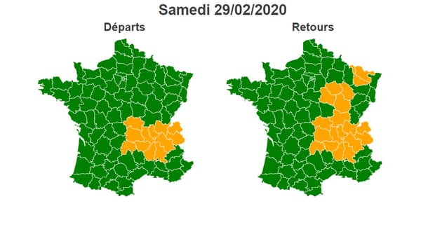 Carte des prévisions du trafic routier samedi 22 février 2020