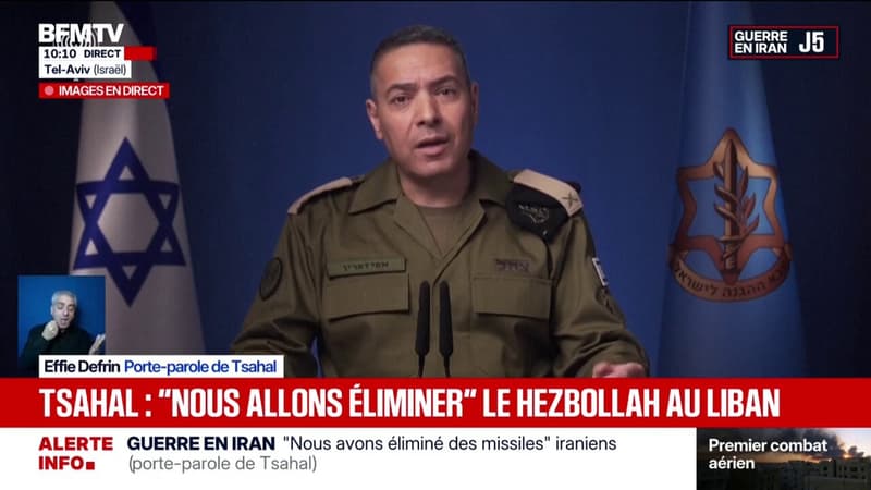 Guerre au Moyen-Orient: "Nous avons aujourd'hui sorti une consigne d'évacuation de la population au Sud-Liban pour qu'on puisse attaquer les sites du Hezbollah", déclare Effie Defrin, porte-parole de l’armée israélienne