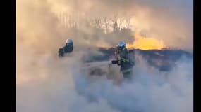 Des pompiers français et belges sont mobilisés