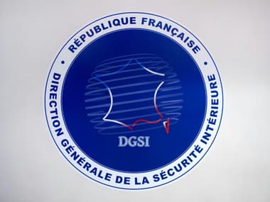 Le logo de la Direction générale de la sécurité intérieure (DGSI) à Levallois-Perret, le 13 juillet 2018, près de Paris