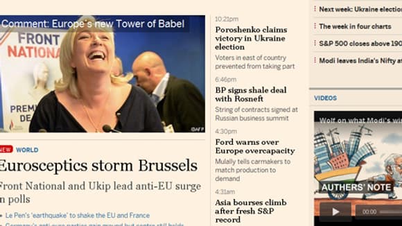 ''Les eurosceptiques prennent d'assaut Bruxelles'', estime lundi le Financial Times. ''Les eurosceptiques prennent d'assaut Bruxelles'', estime lundi le Financial Times.