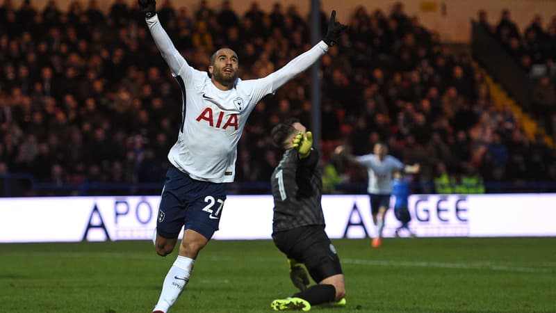 Lucas célèbre son premier but avec Tottenham.