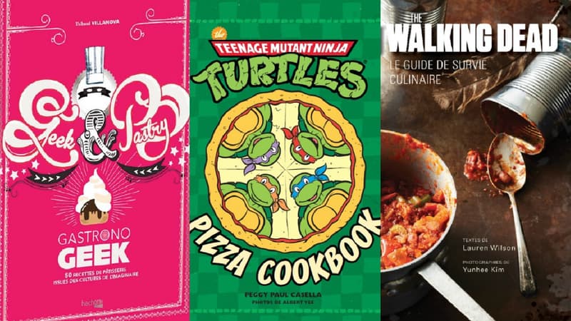 Les livres "Geek &amp; Pastry", "Teenage Mutant Ninja Turtles: Pizza Cookbook" et "The Walking Dead, le guide de survie culinaire" revisitent des recettes issues de la culture geek.