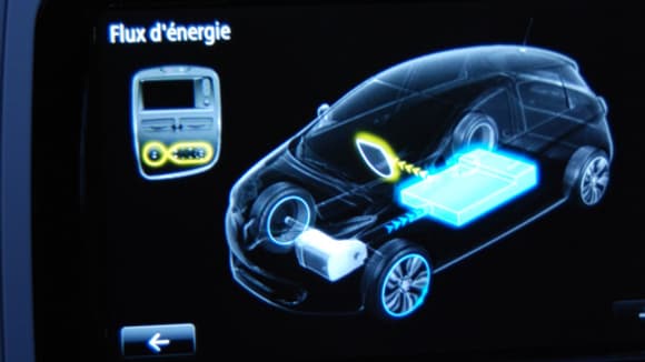 On peut suivre quand on recharge la batterie grâce à l'énergie du freinage. On peut suivre quand on recharge la batterie grâce à l'énergie du freinage.
