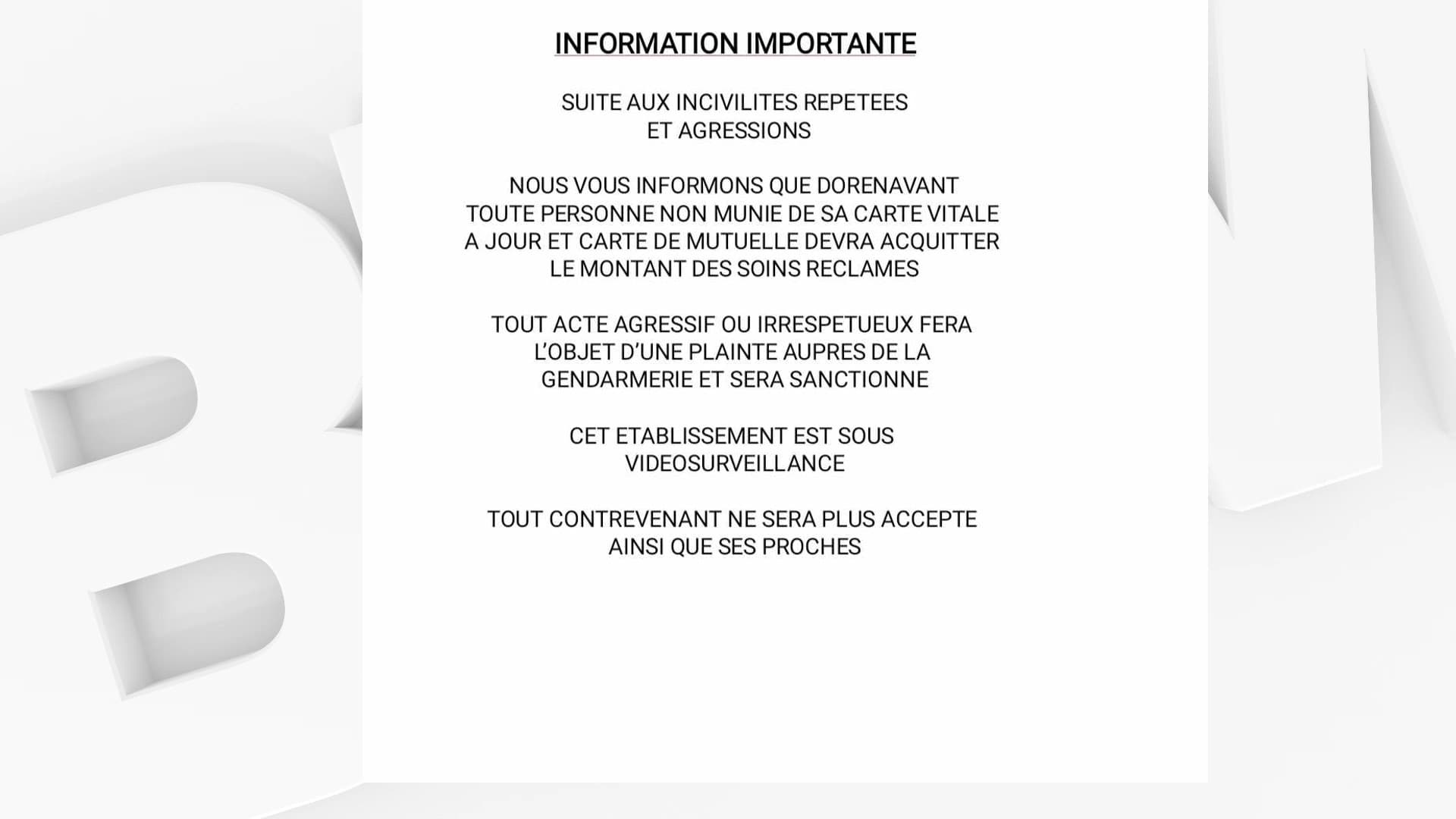 L'affiche déployée dans le cabinet médical de Géraldine près d'Aix-en-Provence.