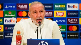 L'entraîneur de Brset Eric Roy face à la presse en marge d'un match de Ligue des champions, le 22 janvier 2025