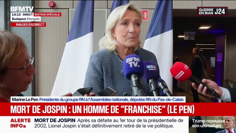 Mort de Lionel Jospin: Marine Le Pen retient sa "franchise" et sa "lucidité"