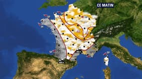 Météo: températures très basses aujourd'hui et temps pluvieux sur l'ouest et le sude de la France
