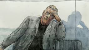 Croquis d'audience de Dominique Pelicot lors du procès des viols de Mazan au tribunal d'Avignon, le 11 septembre 2024