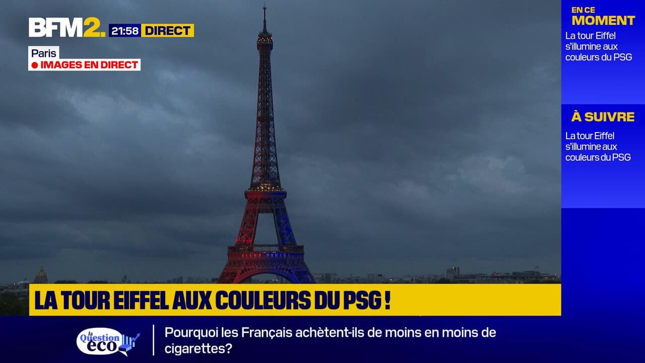 La tour eiffel s'illumine aux couleurs du psg