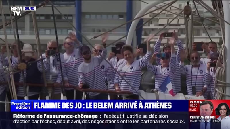 JO 2024: le Belem est arrivé à Athènes pour ramener la flamme olympique en France