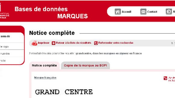 Le dépôt de la marque Grand Centre par le MoDem à l'INPI, dès 2009. Le dépôt de la marque Grand Centre par le MoDem à l'INPI, dès 2009.