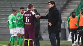 Marco Verratti et Mauricio Pochettino, à Saint-Étienne le 6 janvier 2021