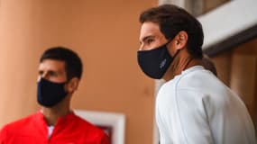 Novak DJOKOVIC et Rafael NADAL le 11 avril 2021 à Monaco.