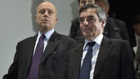 Alain Juppé et François Fillon au lancement de DroitLib, le 25 janvier 2017.