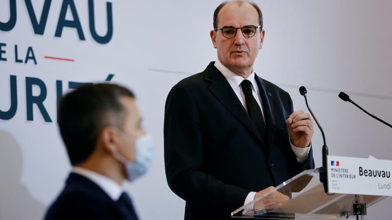 Jean Castex aux côtés de Gérald Darmanin, le 1er février 2021 lors du Beauvau de la sécurité
